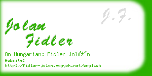 jolan fidler business card